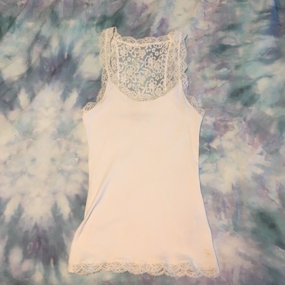 Abercrombie & Fitch White Lace Tank Top